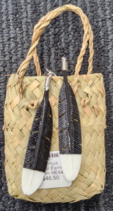 Products: DB Huia Feather Earring 80mm ME64 - Toi Toi Maori Art & Gift