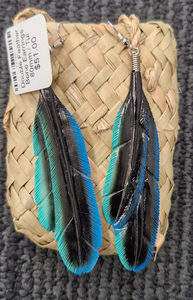 Products: Double Feather Bone Earrings 80mm - Toi Toi Maori Art & Gift