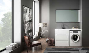 1300MM LAUNDRY TUB-PLYWOOD CABINET & MARBLE BENCH