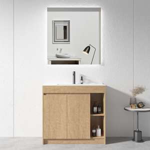 Vanity: CLEARANCE 900mmx460mmx860mm Plywood Floor Standing Vanity with Ceramic Basin