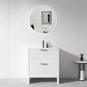 Vanity: 750mm White Plywood Floor Standing Vanity Unit