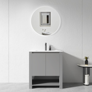 Vanity: Vanity - 750mm Grey Plywood Floor Standing Vanity Unit