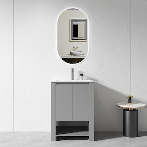 Vanity: Vanity - 600mm Grey Plywood Floor Standing Vanity Unit