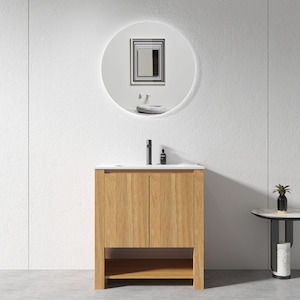 Vanity: Vanity - 750mm Light Oak Plywood Floor Standing Vanity Unit