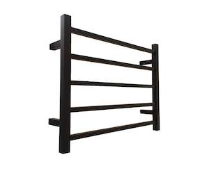 Heated Towel Rails: 510*600mm Matt Black Square Heated Towel Rail. Wiring Concealed or Exposed