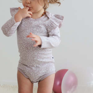 Bodysuits: Floria Long Sleeve Flutter Bodysuit