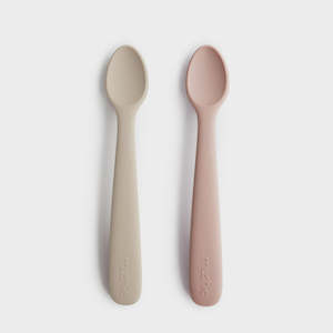 Meal Time: Mushie Feeding Spoon | Blush/Shifting Sand