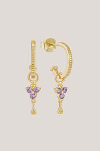 Birthstone Studs: Birthstone Hoops | February | Gold