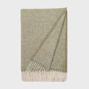 Throws: Lina 100% Wool Throw | Olive Green