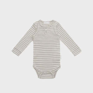Bodysuit - Narrow Stripe Gazelle/Oat