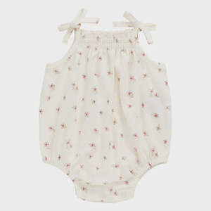 Baby Child: Cassie Playsuit - Simple Flowers Egret