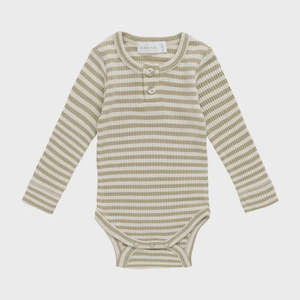 Clothing: Long Sleeve Bodysuit - Slim Stripe Pampas/Sun Rays