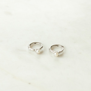 Jewellery Accessories: Solo Pearl Huggies | Silver
