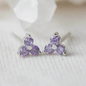 Earrings: Birthstone Studs | February | Silver