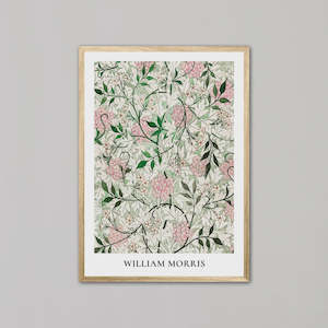 Jasmine Flowers Green & Pink by William Morris | Oak Box Frame | A2