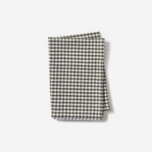 Citta: Gingham Washed Cotton Tea Towel | Olive