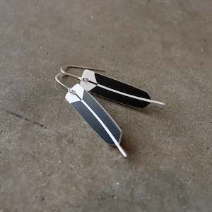 Earrings Black, Huia feather