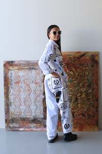 Clothes: 1. Tāwharau Collection vIII _ Aroha OVERALLS - White  #172