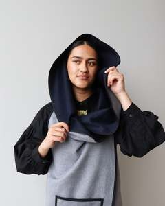 Clothes: Cape (Long), Navy/Grey - Tāniko