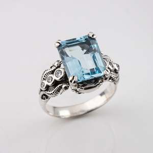 Silver Rings: Blue Topaz Tide Pool ring in Sterling Silver