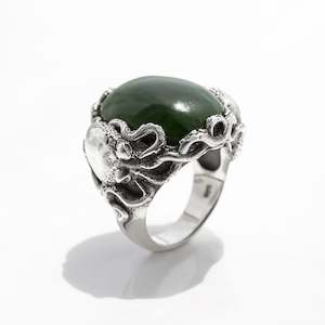 Silver Rings: Pounamu Twin Octopus ring in Sterling Silver