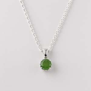 Homeland: Baby Dewdrop pendant with Pounamu in Sterling Silver