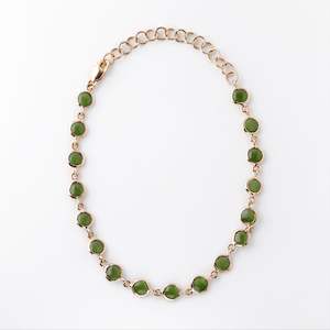 Gold And Greenstone: Pounamu Continuum Bracelet in 14 carat Gold