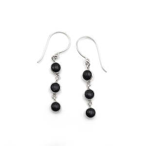 Huia Collection: Black Pounamu 3 Muses Earrings