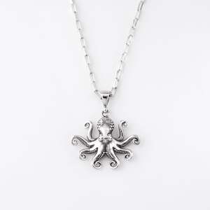 Christmas Gifts Under 200: Kraken Octopus Charm Pendant in Sterling Silver