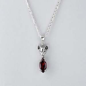 Salem Cat Garnet Drop Pendant