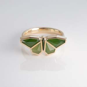 Made To Order: Pounamu Origami Butterfly ring in Yellow Gold or Platinum