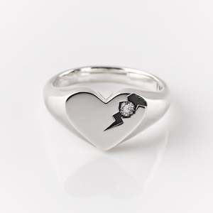 Perfectly Flawed Heart Ring with Lab Diamond in Sterling Silver