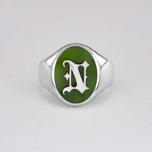 "This is Me" Personalised Pounamu Initial Ring in Sterling Silver