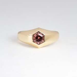 Malaya Garnet Geometric Signet Ring