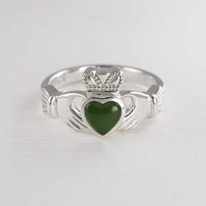 Silver Rings: Pounamu Claddagh Ring
