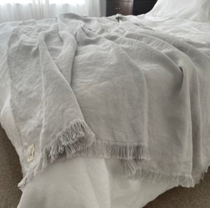 Bedding & Throws: cove pure linen throw - seagull