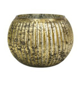 Candles, Candleholders: gold antique reeded glass votive