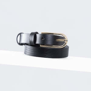 Black Staples: Element Leather Belt 19mm | gold black lizard print