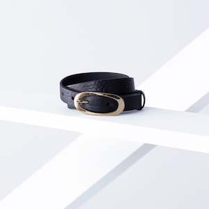 Accessories: Aura Leather Belt 19mm | gold black croc