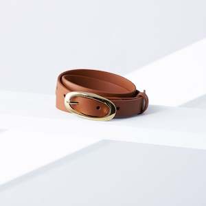 Aura Leather Belt 19mm | gold tan saffiano