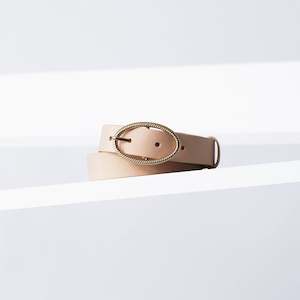 Accessories: Infinite Leather Belt 25mm | gold nude saffiano