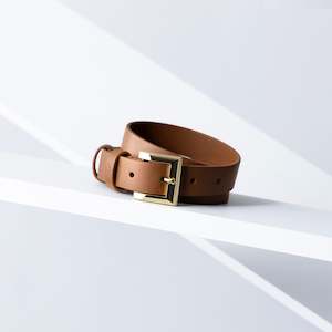 Signature Leather Belt 25mm | Gold Tan Saffiano
