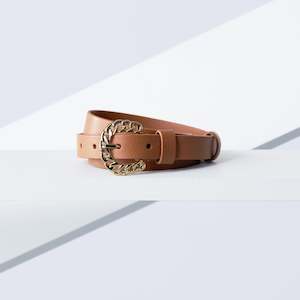 Accessories: Harmony Leather Belt 19mm | gold tan saffiano