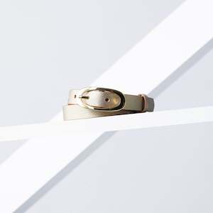 Aura Leather Belt 19mm | gold champagne saffiano