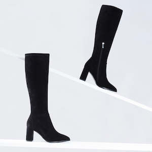 Boots: Zalia Knee High Boot | Black suede