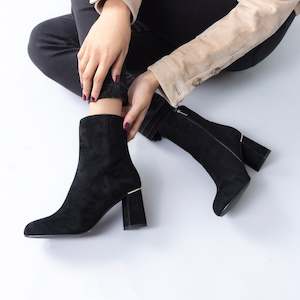 Black Staples: Ditto Ankle Boot | Black suede
