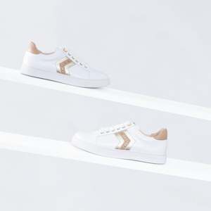 Trainers 1: Glara Sneaker | White/Nude/Gold leather