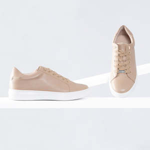 Trainers 1: Gia Sneaker | Nude/Gold leather