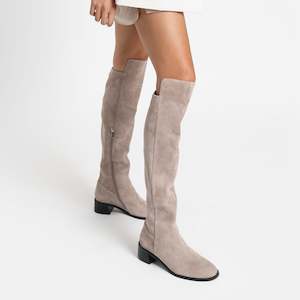 Brussels Ltd Ed Knee High Boot | Taupe suede