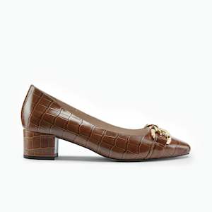 Heels: Meghan Heel | Chocolate Croc Leather